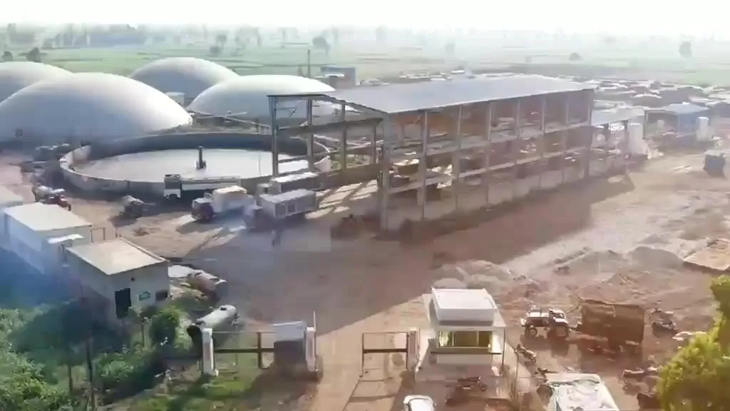 Aerial view of the Circle CBG Meerut compressed-biogas plant